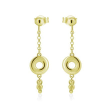Load image into Gallery viewer, Sterling Silver Gold Plated Dangling Donut Bar Stud Earrings
