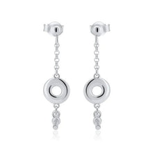 Load image into Gallery viewer, Sterling Silver Rhodium Plated Dangling Donut Bar Stud Earrings