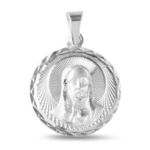 Load image into Gallery viewer, Sterling Silver High Polished Diamond Cut Jesus Medallion