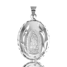 Load image into Gallery viewer, Sterling Silver High Polished DC Oval Lady Of Guadalupe Medallion Pendant