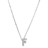 Sterling Silver Rhodium Plated Small Initial F Necklace