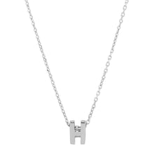 Load image into Gallery viewer, Sterling Silver Rhodium Plated Small Initial H Necklace