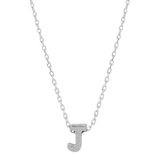 Load image into Gallery viewer, Sterling Silver Rhodium Plated Small Initial J Necklace