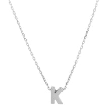 Load image into Gallery viewer, Sterling Silver Rhodium Plated Small Initial K Necklace