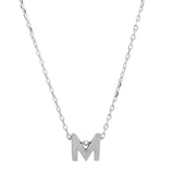 Sterling Silver Rhodium Plated Small Initial M Necklace