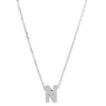 Load image into Gallery viewer, Sterling Silver Rhodium Plated Small Initial N Necklace