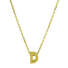Load image into Gallery viewer, Sterling Silver Gold Plated Small Initial D Necklace