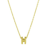 Sterling Silver Gold Plated Small Initial H Necklace