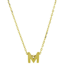 Load image into Gallery viewer, Sterling Silver Gold Plated Small Initial M Necklace