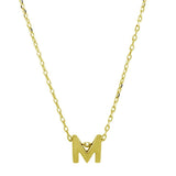 Sterling Silver Gold Plated Small Initial M Necklace
