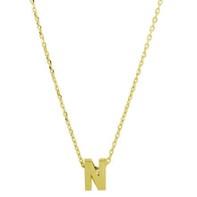 Load image into Gallery viewer, Sterling Silver Gold Plated Small Initial N Necklace