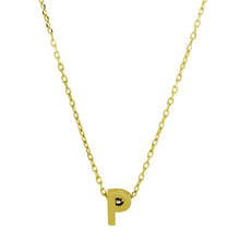 Load image into Gallery viewer, Sterling Silver Gold Plated Small Initial P Necklace