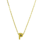 Sterling Silver Gold Plated Small Initial P Necklace