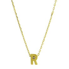 Load image into Gallery viewer, Sterling Silver Gold Plated Small Initial R Necklace