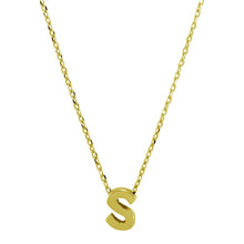 Load image into Gallery viewer, Sterling Silver Gold Plated Small Initial S Necklace