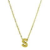 Sterling Silver Gold Plated Small Initial S Necklace