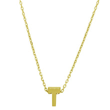 Load image into Gallery viewer, Sterling Silver Gold Plated Small Initial T Necklace