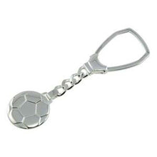 Load image into Gallery viewer, Sterling Silver High Polished Soccer Ball Keychain
