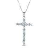 Sterling Silver Rhodium Plated Cross Moissanite Necklace