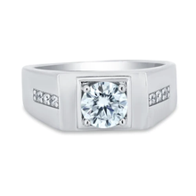 Load image into Gallery viewer, Sterling Silver Rhodium Plated Men&#39;s One Carat Moissanite Stones Ring