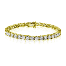 Load image into Gallery viewer, Sterling Silver Gold Plated Moissanite Stone Tennis Bracelet Length-7or8inches, Thickness-5mm