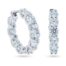 Load image into Gallery viewer, Sterling Silver Rhodium Plated Moissanite Stone Hoop Earrings-20mm