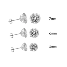 Load image into Gallery viewer, Sterling Silver Rhodium Plated Moissanite Stone Round Push Back Earring