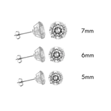 Sterling Silver Rhodium Plated Moissanite Stone Round Push Back Earring