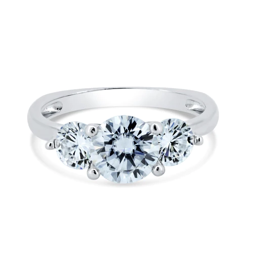Sterling Silver Rhodium Plated Past Present And Future Moissanite Ring