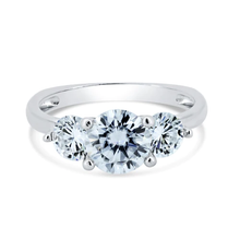 Load image into Gallery viewer, Sterling Silver Rhodium Plated Past Present And Future Moissanite Ring