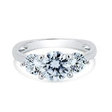 Sterling Silver Rhodium Plated Past Present And Future Moissanite Ring