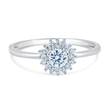 Load image into Gallery viewer, Sterling Silver Rhodium Flower 8mm Moissanite Ring