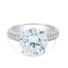 Load image into Gallery viewer, Sterling Silver Rhodium Round 11mm Engagement Moissanite Ring