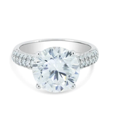 Sterling Silver Rhodium Round 11mm Engagement Moissanite Ring