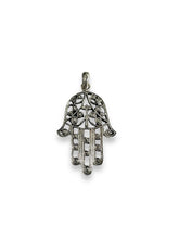 Load image into Gallery viewer, Sterling Silver Oxidized Filigree Hamsa Pendant
