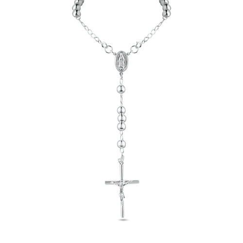Sterling Silver High Polished Rosary Necklace