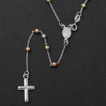 Load image into Gallery viewer, Sterling Silver High Polished 3 Toned Rosary Large Cross