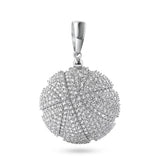 Sterling Silver Rhodium Plated Basketball Clear CZ Pendant Dimensions-22.9mm