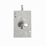 Sterling Silver Rhodium Plated Ace Of Spade Clear CZ Pendant Thickness-30mmx45mm