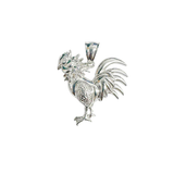 Sterling Silver Rhodium Plated Rooster Clear CZ Eye Pendant Thickness-31mmx32mm