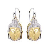 Sterling Silver Two Toned Flat Buddha Shaped Earrings