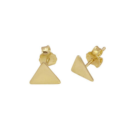 Sterling Silver Gold Plated Flat Triangle Stud Earrings