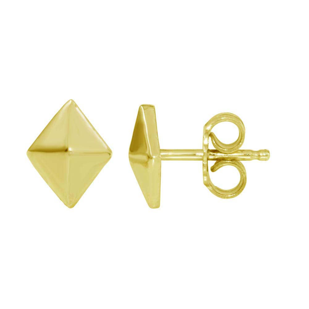 Sterling Silver Gold Plated Rhombus Stud Earrings