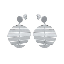 Load image into Gallery viewer, Sterling Silver Rhodium Plated Dangling Flexible Disc Earrings