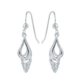 Sterling Silver Rhodium Plated Dangling Sea Shell Earrings