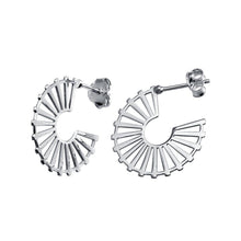 Load image into Gallery viewer, Sterling Silver Rhodium Plated Semi Hoop Fan Earrings - silverdepot