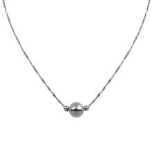 Load image into Gallery viewer, Sterling Silver Rhodium Plated 3 Beads Singapore Chain Necklace