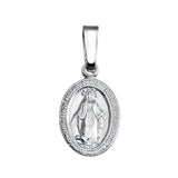 Sterling Silver Finish High Polished Mary Medallion Small Charm