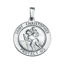 Load image into Gallery viewer, Sterling Silver Finish High Polished St. Christopher Medallion Charm - silverdepot