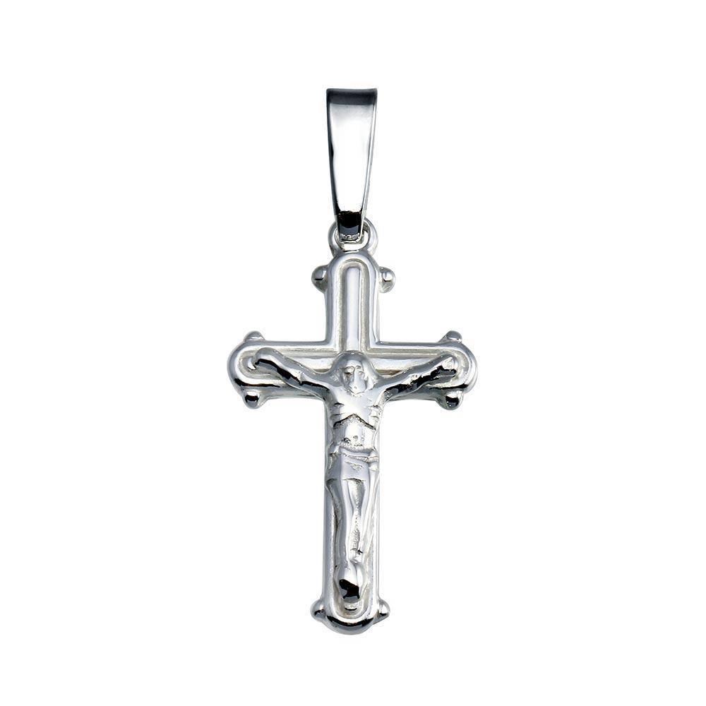 Sterling Silver Finish High Polished Crucifix Pendant - silverdepot